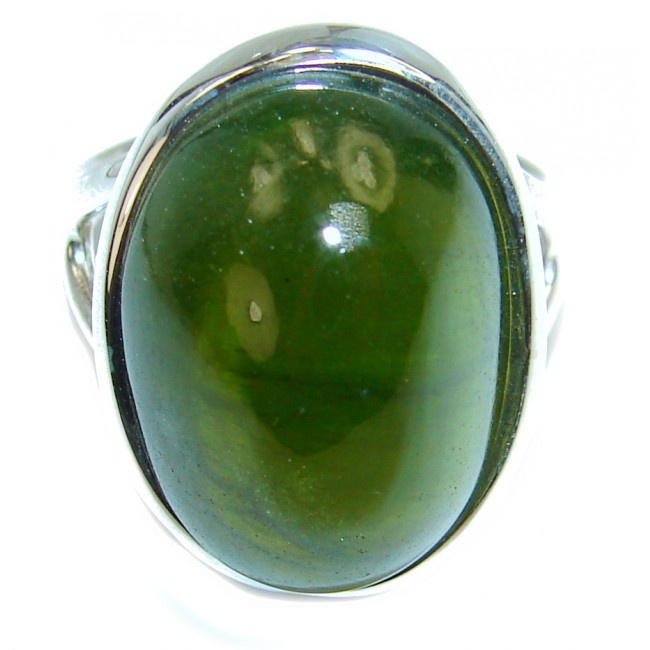 Authentic 15.5ctw Green Tourmaline .925 Sterling Silver brilliantly handcrafted ring s. 9