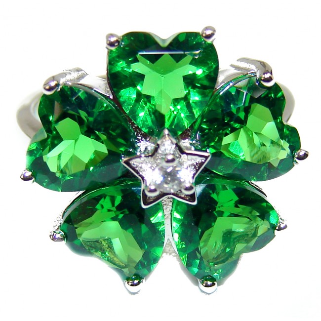 Spectacular Natural Chrome Diopside .925 Sterling Silver handmade Statement ring s. 6