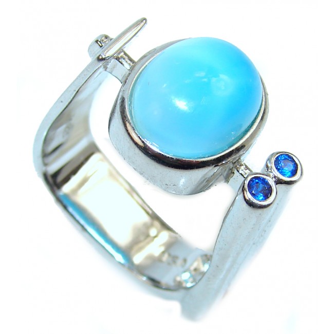 Natural Larimar .925 Sterling Silver handcrafted Ring s. 7