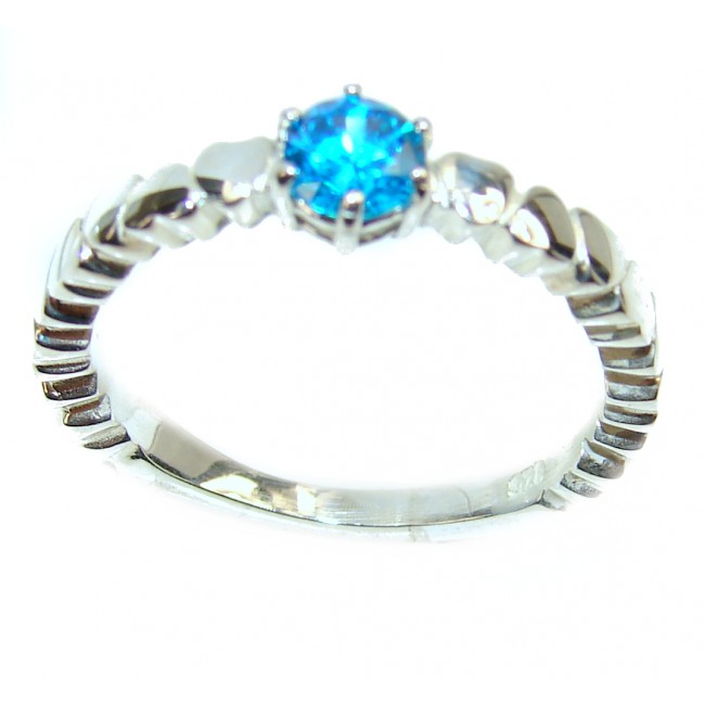 Electric Blue Swiss Blue Topaz .925 Sterling Silver handmade Ring size 9 1/4
