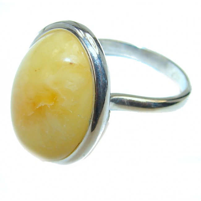 Authentic rare Butterscotch Baltic Amber .925 Sterling Silver handcrafted ring; s. 6