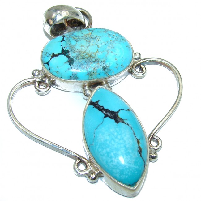 Spectacular Blue Turquoise .925 Sterling Silver handmade pendant