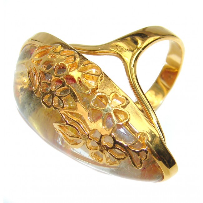 Best quality Golden Rutilated Quartz 18K Gold over .925 Sterling Silver handcrafted Ring Size 7