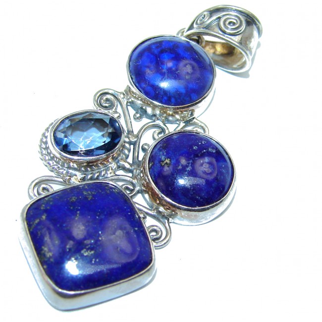 Perfect Afgan Lapis Lazuli .925 Sterling Silver handcrafted Pendant
