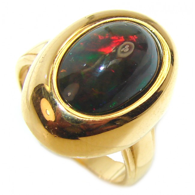 Vintage Design 7.6ctw Genuine Black Opal 18K Gold over .925 Sterling Silver handmade Ring size 6 1/4