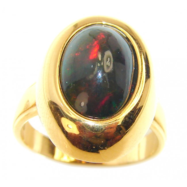 Vintage Design 7.6ctw Genuine Black Opal 18K Gold over .925 Sterling Silver handmade Ring size 6 1/4