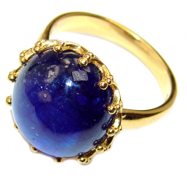 Genuine 11.8ct Sapphire 18K Gold over .925 Sterling Silver handmade Cocktail Ring s. 7 1/4