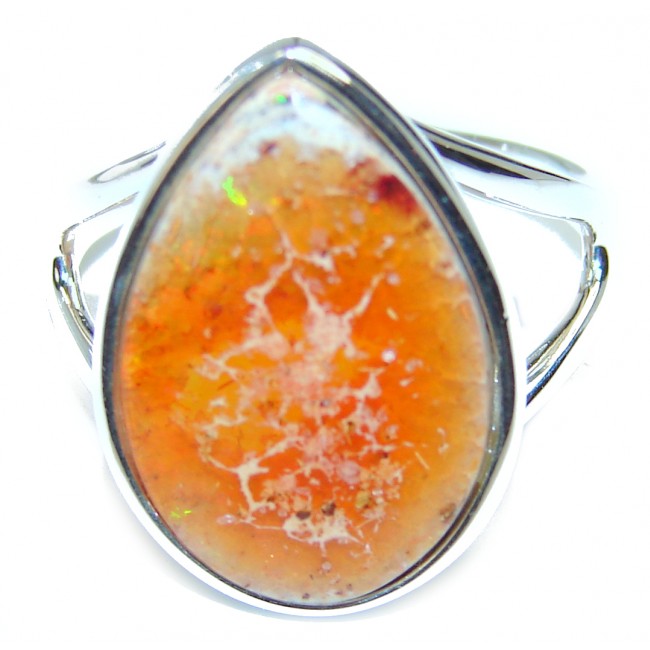 Excellent quality Mexican Opal .925 Sterling Silver handcrafted Ring size 10