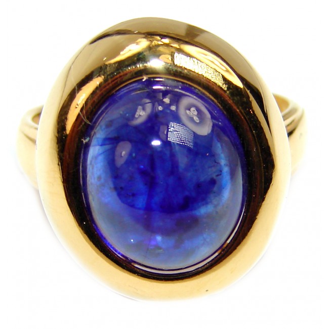 Genuine 11.8ct Sapphire 18K Gold over .925 Sterling Silver handmade Cocktail Ring s. 8