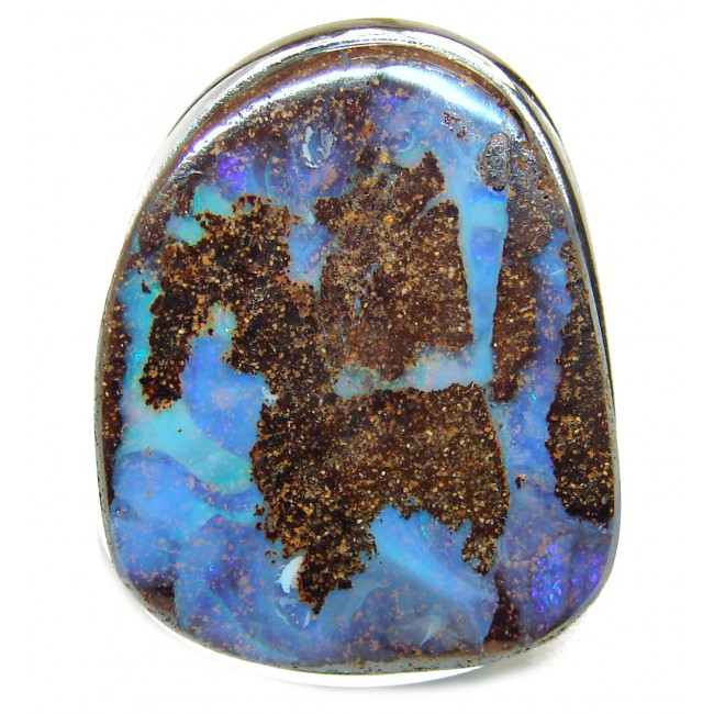 Atlantic Australian Boulder Opal .925 Sterling Silver handcrafted ring size 6 1/4