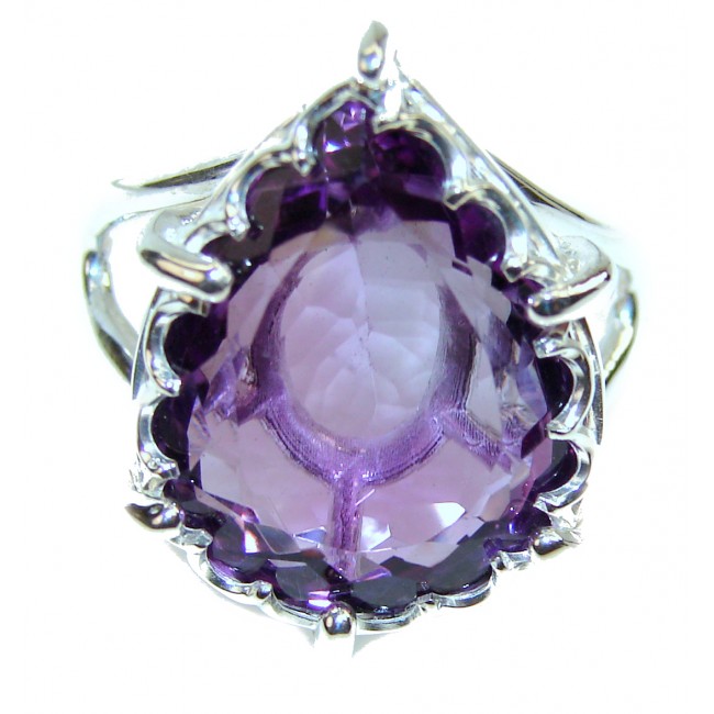 Purple Beauty 28.5 carat authentic Amethyst .925 Sterling Silver Ring size 9 1/4