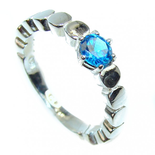 Electric Blue Swiss Blue Topaz .925 Sterling Silver handmade Ring size 7 1/2
