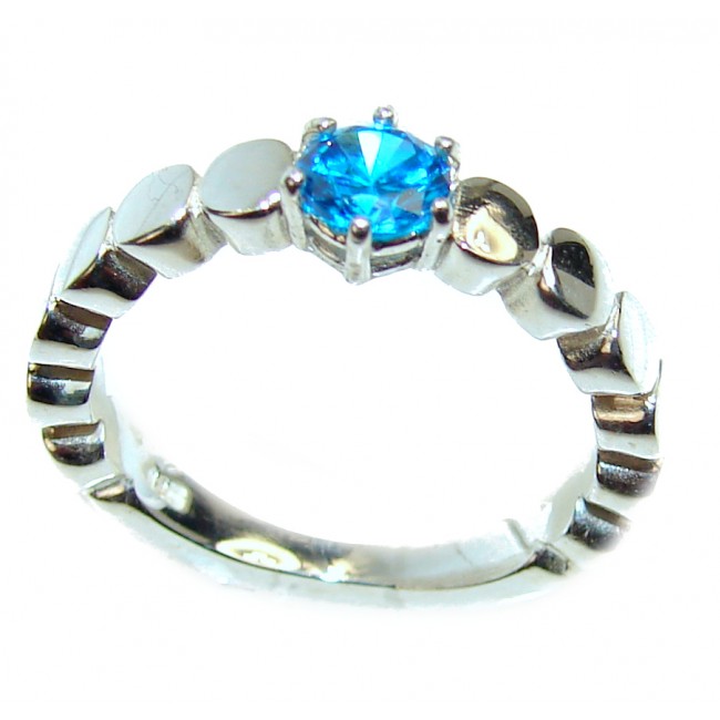 Electric Blue Swiss Blue Topaz .925 Sterling Silver handmade Ring size 7 1/2