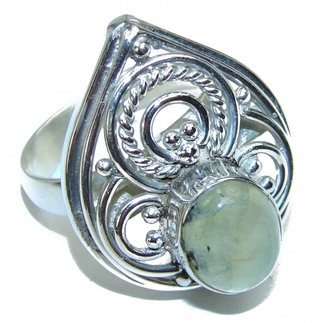 LARGE Natural Prehnite .925 Sterling Silver handmade ring s. 9 1/4