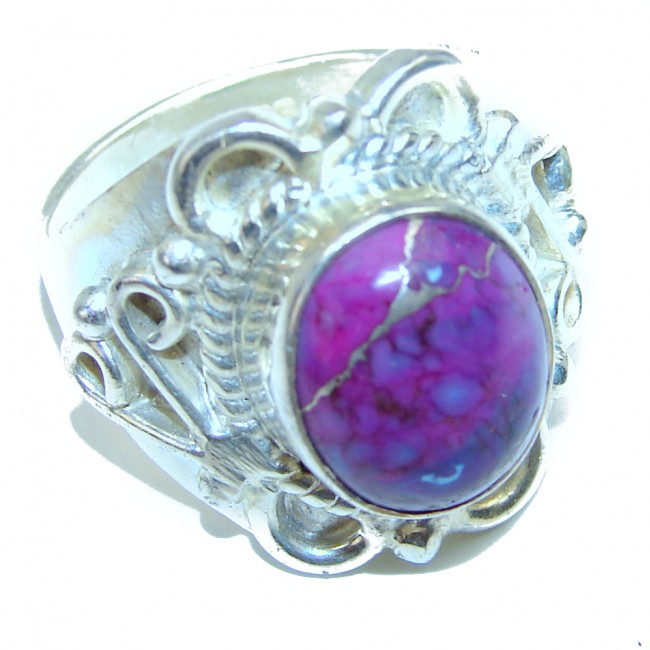 Purple Turquoise .925 Sterling Silver handcrafted ring; s. 6