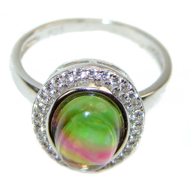9.5ctw Watermelon Tourmaline .925 Sterling Silver handcrafted Ring size 5 3/4