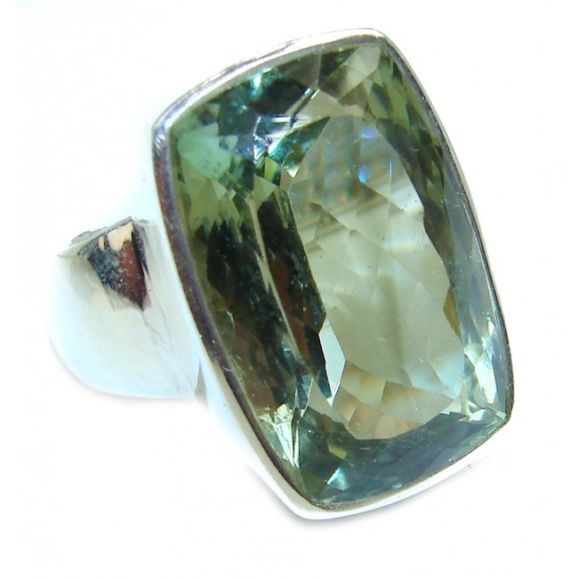 Best quality Green Amethyst .925 Sterling Silver handcrafted Ring Size 7