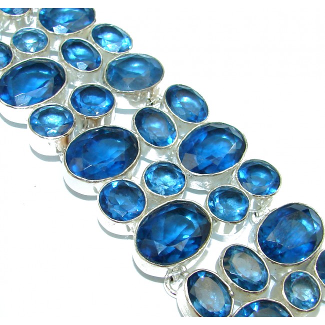 Magical Blue Topaz .925 Sterling Silver handmade Bracelet