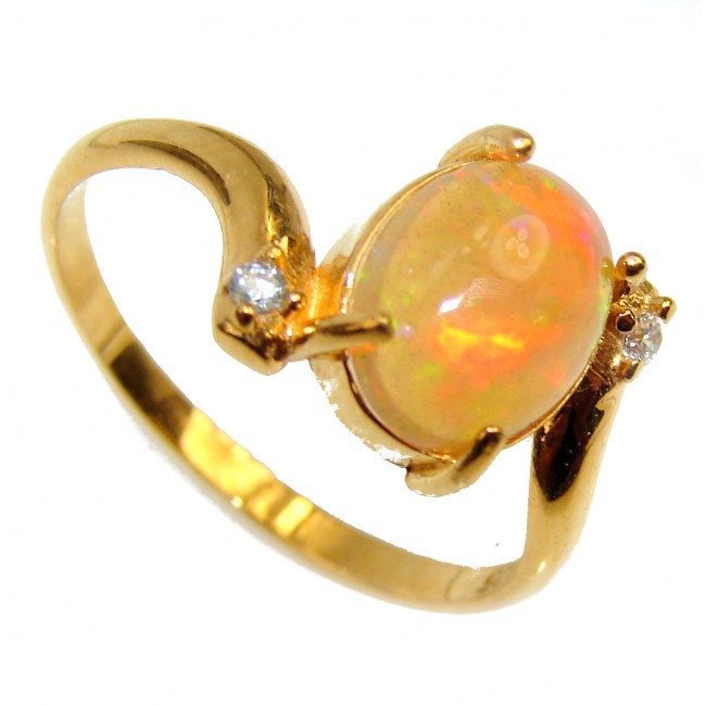 6.5 carat Ethiopian Opal 18k yellow Gold over .925 Sterling Silver handcrafted ring size 9