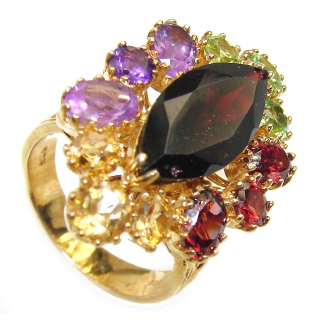 Real Beauty 18.5 carat Garnet 14K Gold over .925 Sterling Silver Ring size 8 1/4