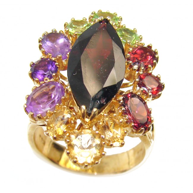 Real Beauty 18.5 carat Garnet 14K Gold over .925 Sterling Silver Ring size 8 1/4