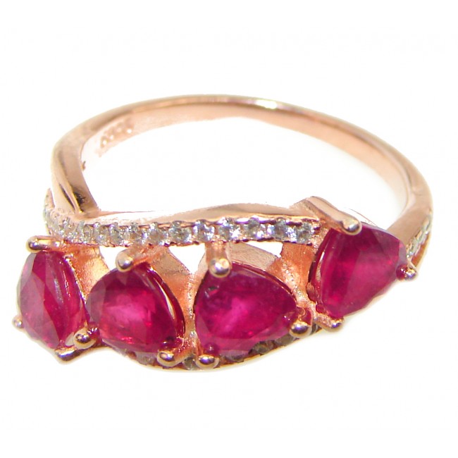 Falling in Love Red Ruby 14K Gold over .925 Sterling Silver handmade Cocktail Ring s. 6