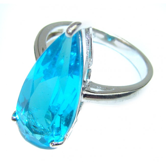 Swiss Blue Topaz .925 Sterling Silver handmade Ring size 5 3/4