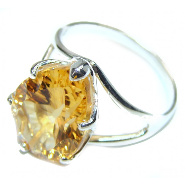Vintage Style Citrine .925 Sterling Silver handmade Ring s. 10