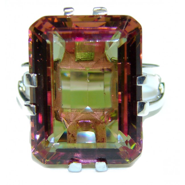 Victorian Style Precious Alexandrite .925 Sterling Silver Statement Ring s. 10
