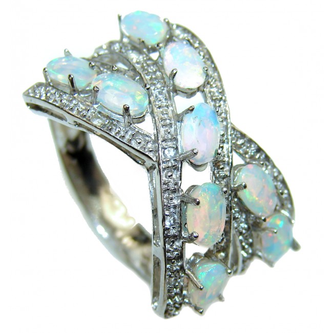 Precious 10.5 carat Ethiopian Opal .925 Sterling Silver handcrafted ring size 6 3/4