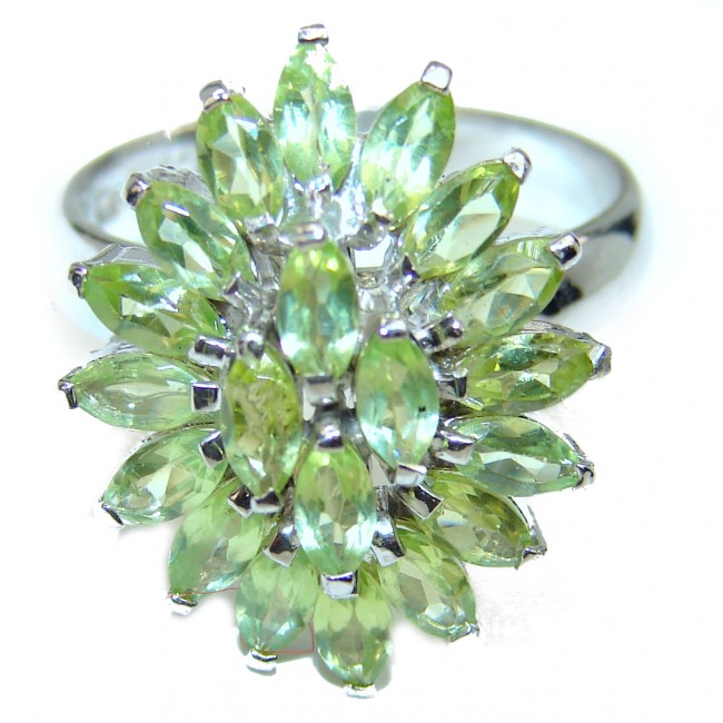 Energizing genuine Peridot .925 Sterling Silver handcrafted Ring size 8