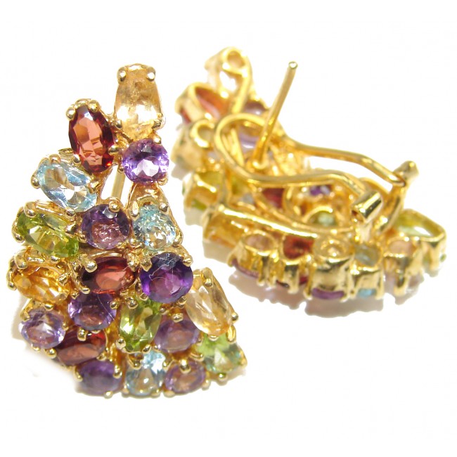 Fiesta Authentic Multigem 18K Gold over .925 Sterling Silver brilliantly handcrafted earrings