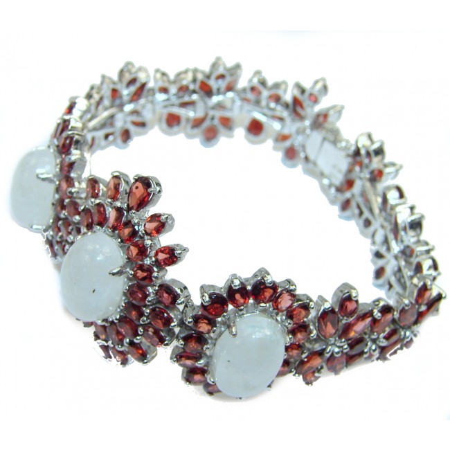 Perfect creation Moonstone Garnet .925 Sterling Silver handcrafted Bracelet