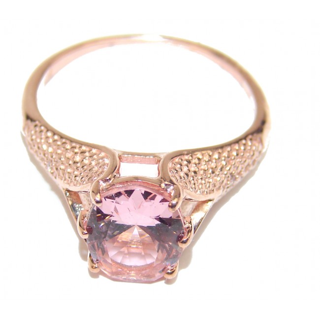 Exceptional 8.9 carat Morganite 18K Rose Gold over .925 Sterling Silver handcrafted ring s. 9