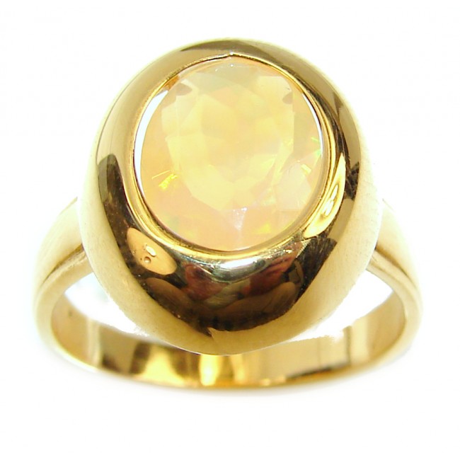 COSMIC Energy Genuine Ethiopian Opal 18K Gold over .925 Sterling Silver handmade Ring size 8 3/4
