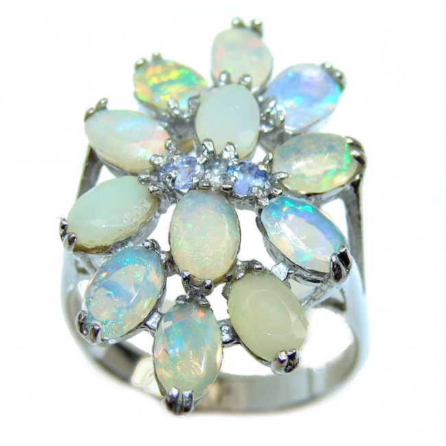 Precious Ethiopian Opal .925 Sterling Silver handcrafted ring size 8 3/4