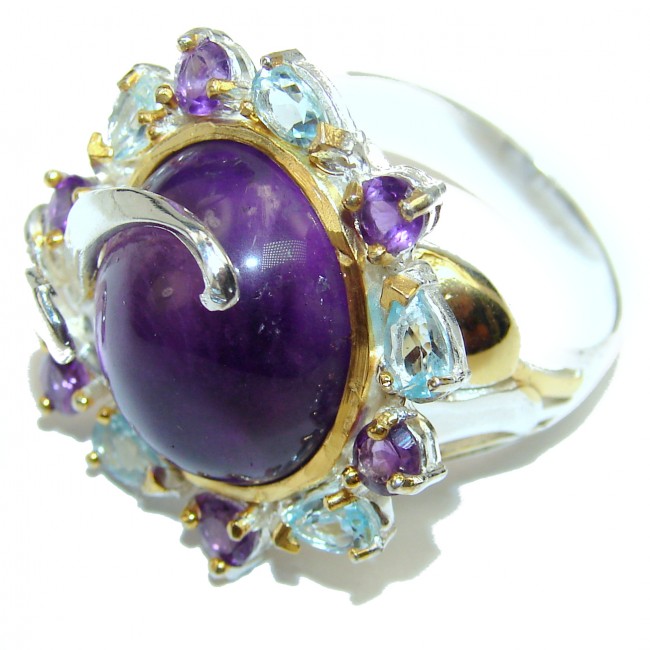 Purple Beauty authentic Amethyst 2 tones .925 Sterling Silver Ring size 9