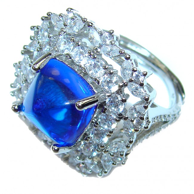 Electric Blue Topaz .925 Sterling Silver handmade Ring size 6 1/2