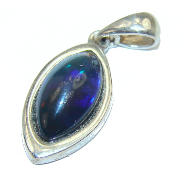 Perfection 11.2CTW Authentic Black Opal .925 Sterling Silver handmade Pendant