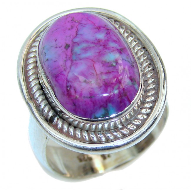 Purple Turquoise .925 Sterling Silver handcrafted ring; s. 8 1/2