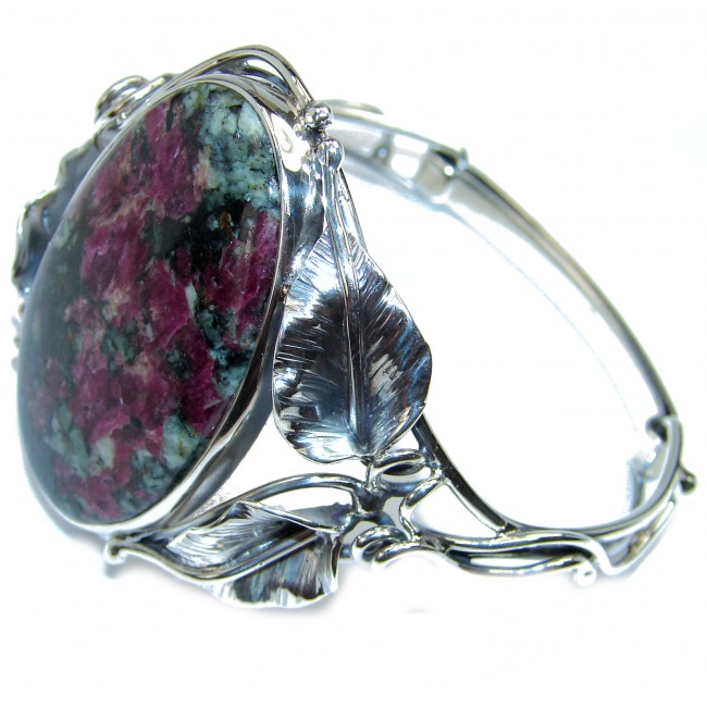 One of the kind GENUINE rare Eudialyte .925 Sterling Silver Bracelet / Cuff