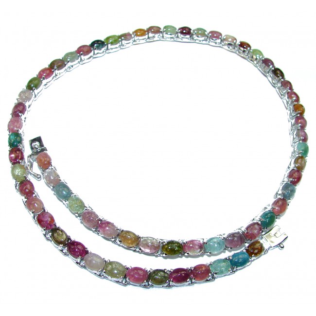 MAJESTIC FAIRYTALE 205ctw( total carat weight) Brazilian Watermelon Tourmaline .925 Sterling Silver handcrafted Statement necklace