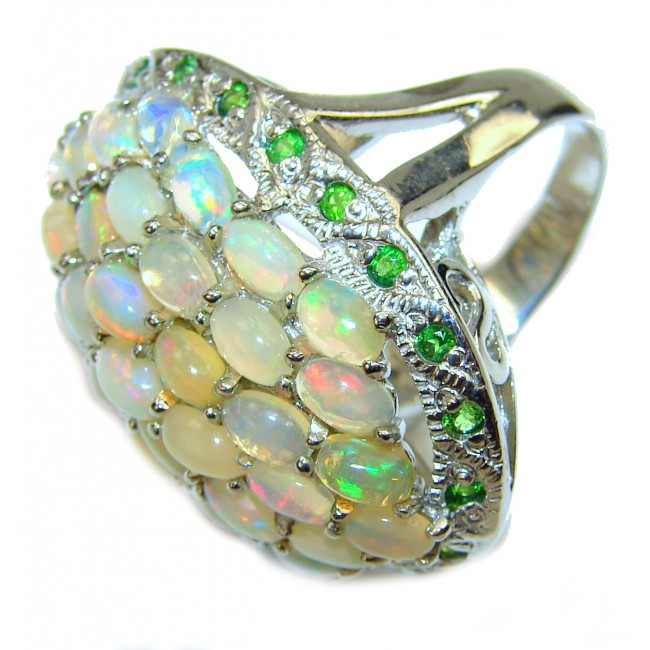 COSMIC Energy Genuine Ethiopian Opal .925 Sterling Silver handmade Ring size 8