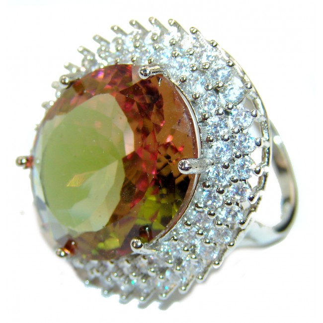 Most incredible Alexandrite .925 Sterling Silver handmade Cocktail Ring s. 8