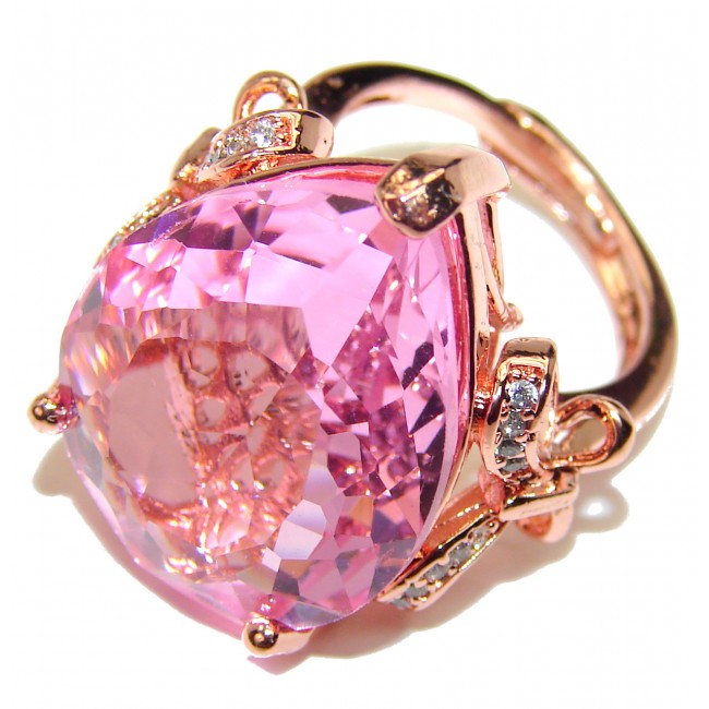 Fancy Pink Amethyst rose gold over .925 Sterling Silver handmade Ring s. 6