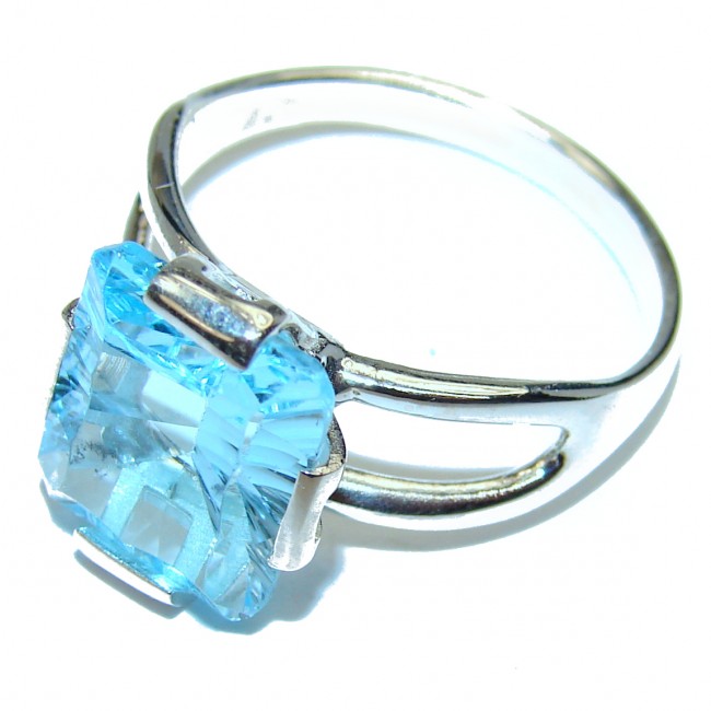 Swiss Blue Topaz .925 Sterling Silver handmade Ring size 8 1/4