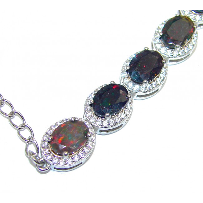 Magnificent Authentic Black Opal .925 Sterling Silver handcrafted Bracelet