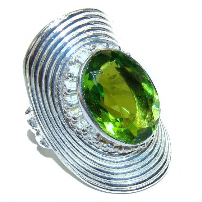 Best quality Green Topaz .925 Sterling Silver handcrafted Ring Size 11 1/2