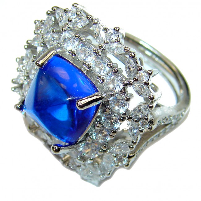 Electric Blue Topaz .925 Sterling Silver handmade Ring size 6 1/4