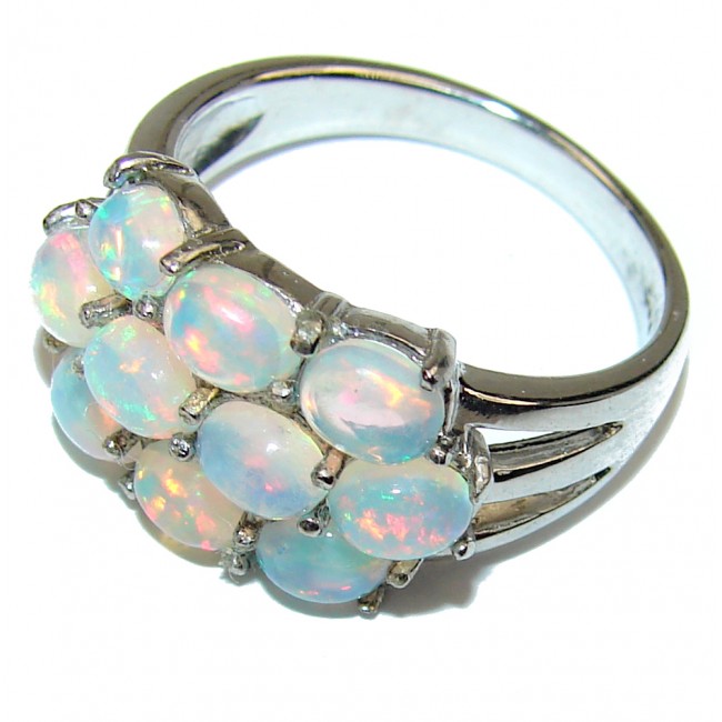 Precious 10.5 carat Ethiopian Opal .925 Sterling Silver handcrafted ring size 9